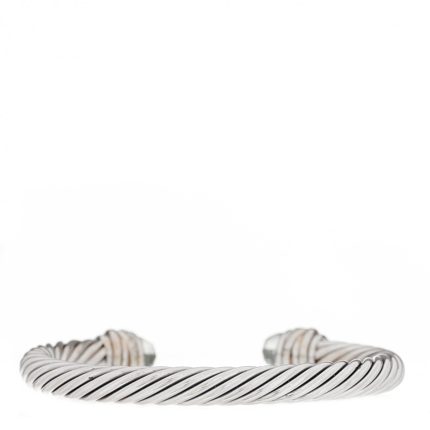 Sterling Silver Diamond Prasiolite 7mm Cable Classics Crossover Bracelet