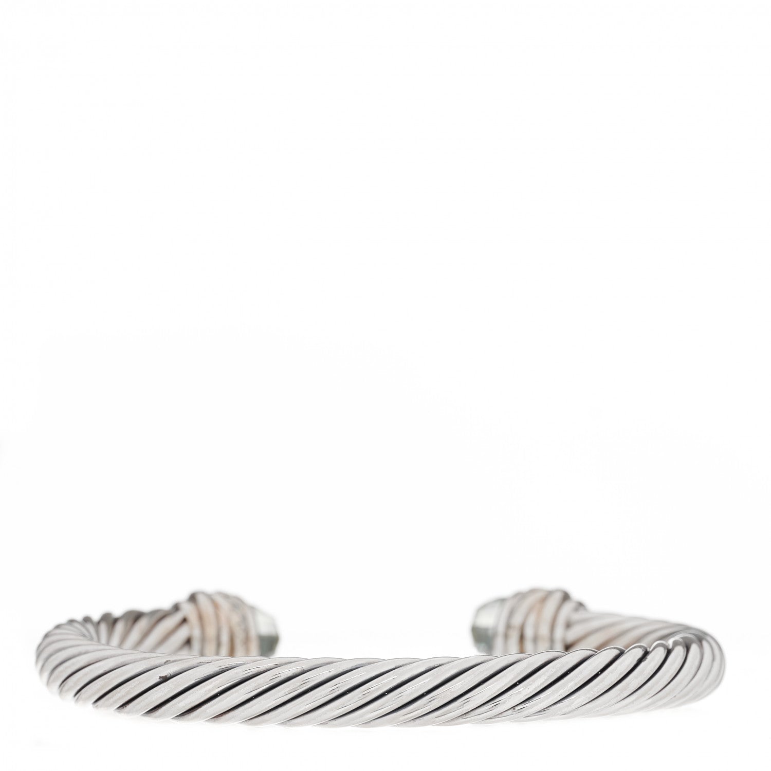 David Yurman Sterling Silver Diamond Prasiolite 7mm Cable Classics Crossover Bracelet 2 of 5