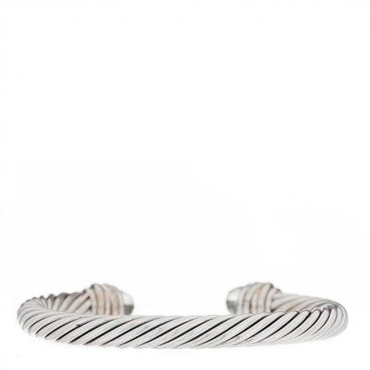 David Yurman Sterling Silver Diamond Prasiolite 7mm Cable Classics Crossover Bracelet 2 of 5