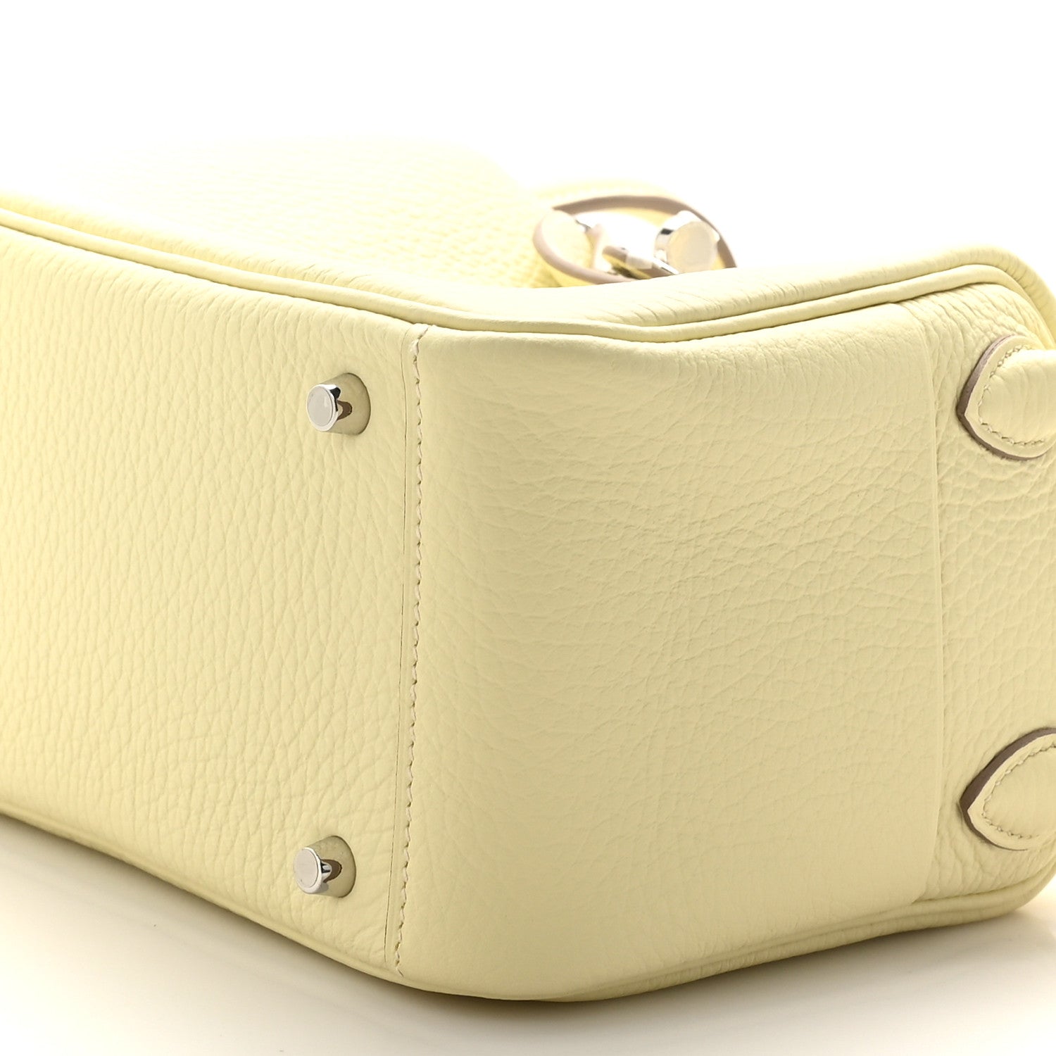 Hermes Taurillon Clemence Verso Mini Lindy 20 Jaune Milton Mushroom 10 of 11