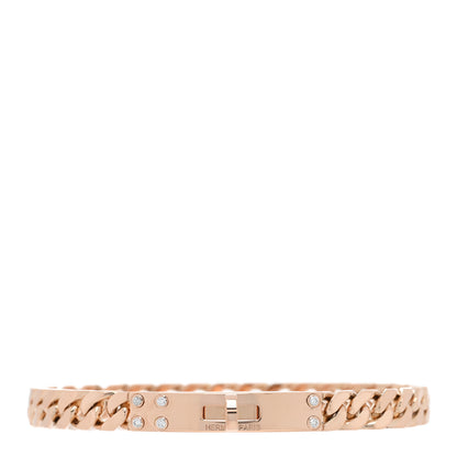Hermes 18K Rose Gold Diamond PM Kelly Chaine Bracelet LG 1 of 4