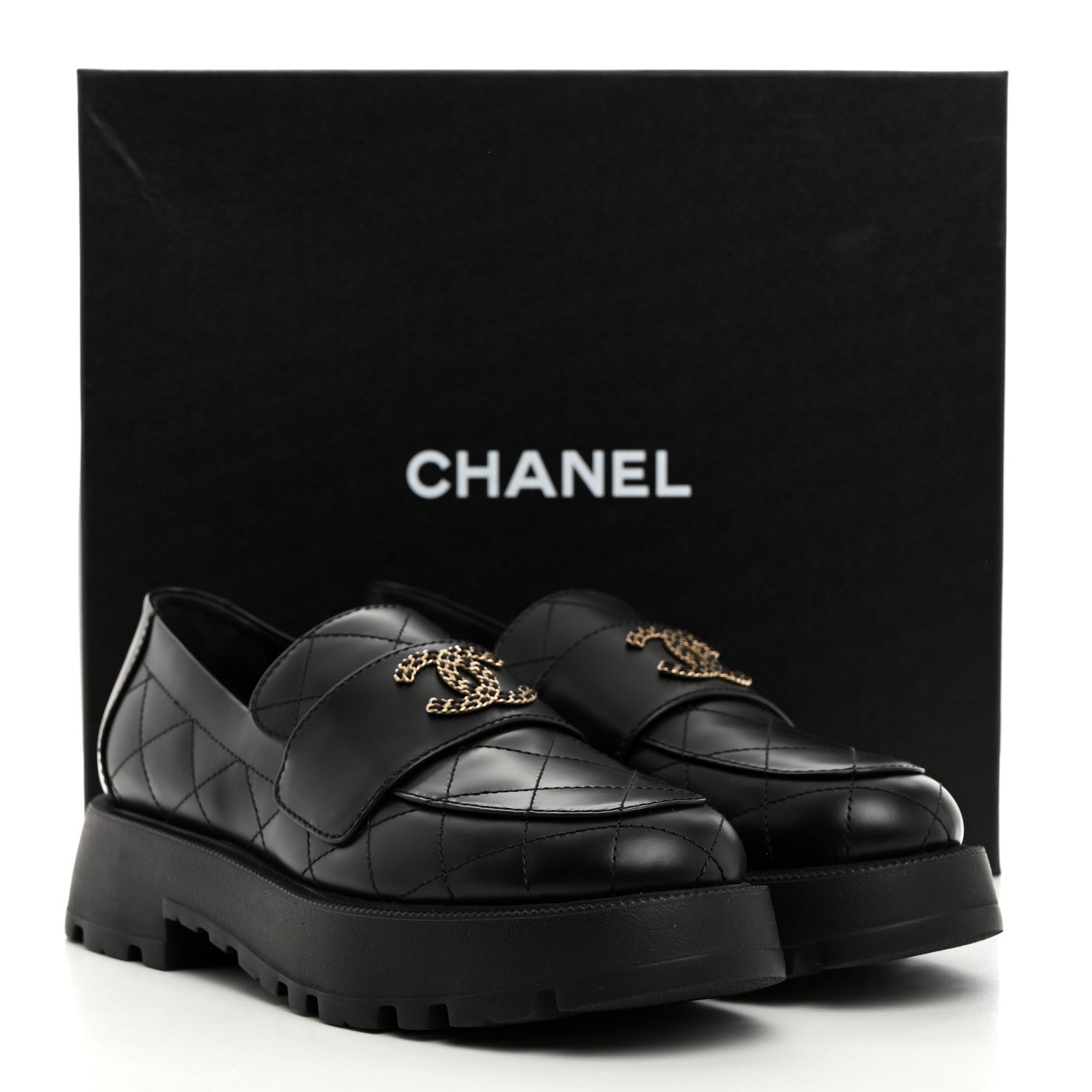 Chanel Calfskin Stitched CC Loafers 40.5 Black 9 of 9