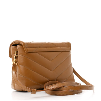 Saint Laurent Calfskin Y Quilted Monogram Toy Loulou Crossbody Bag Dark Natural 3 of 10
