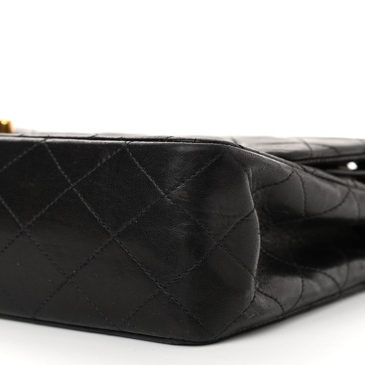 Lambskin Quilted Medium Double Flap Black
