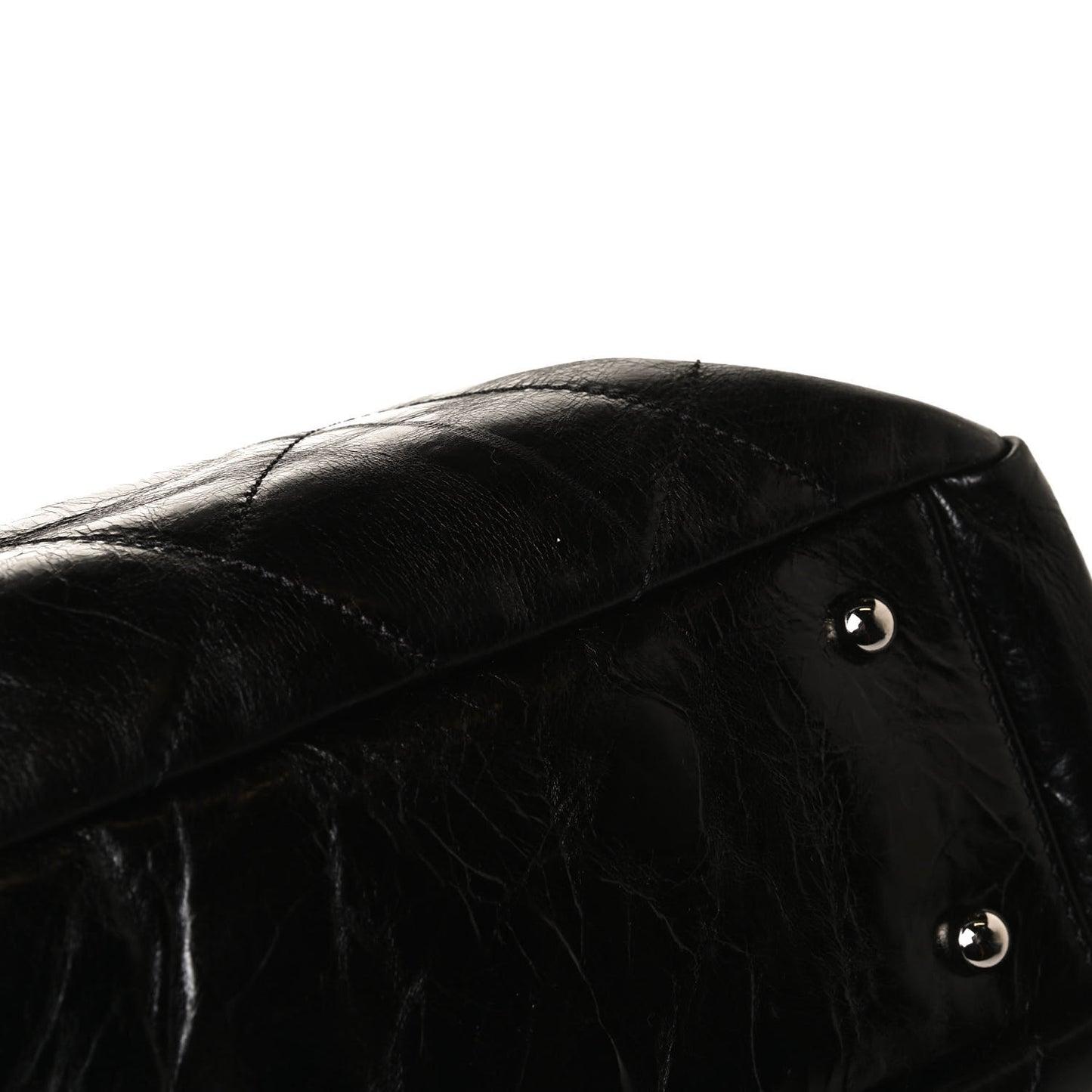 Glazed Calfskin Lambskin Portobello Tote Black