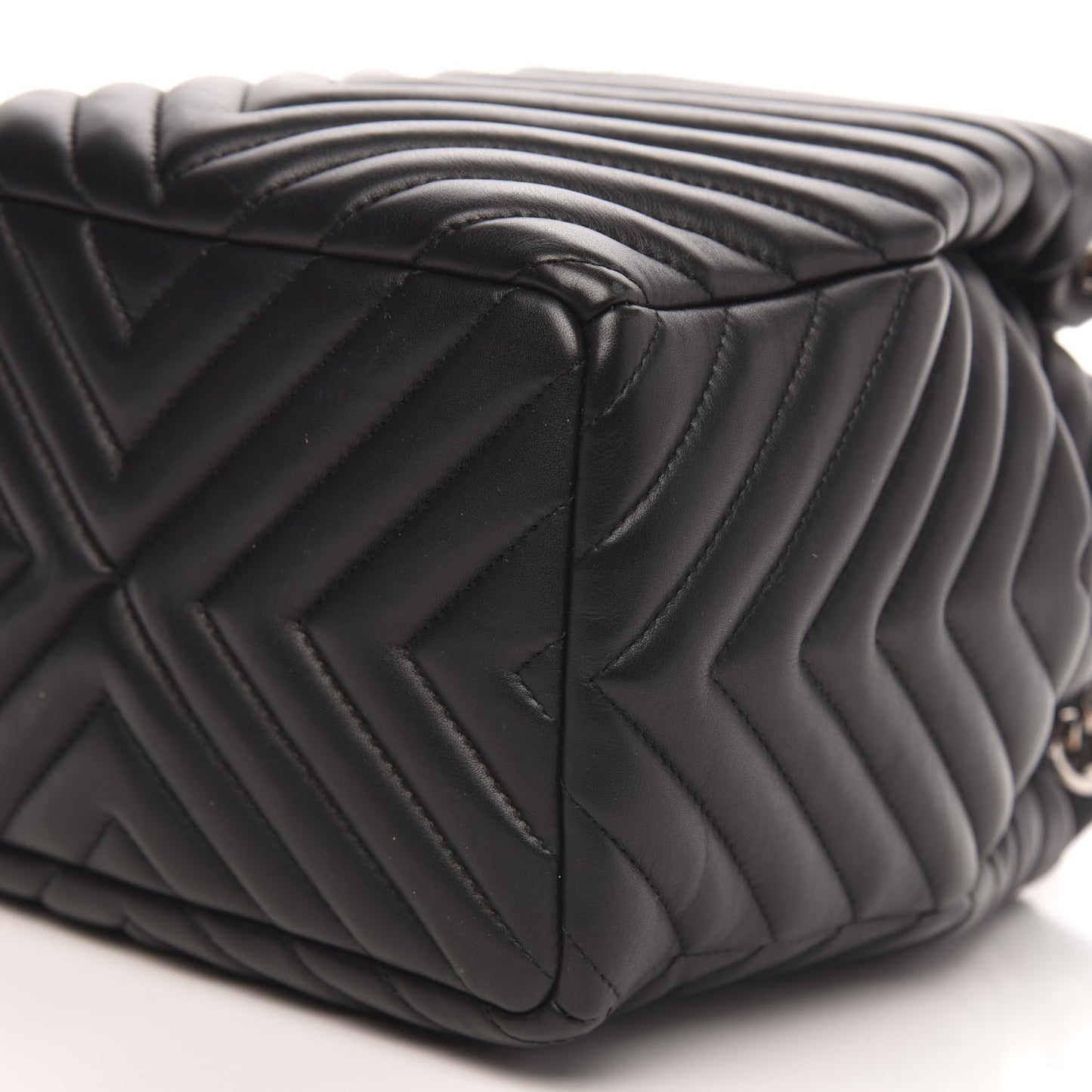 Lambskin Chevron Small Urban Spirit Drawstring Bag Black