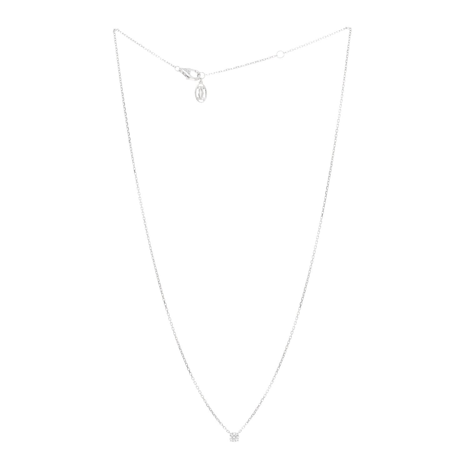 Cartier 18K White Gold Diamond .19ct 1895 Solitaire Pendant Necklace 3 of 5