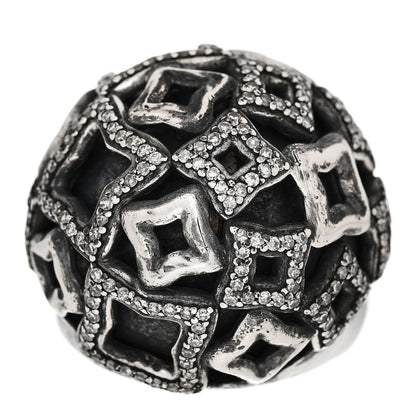David Yurman Sterling Silver Diamond Quatrefoil Dome Ring 51 5.75 1 of 6