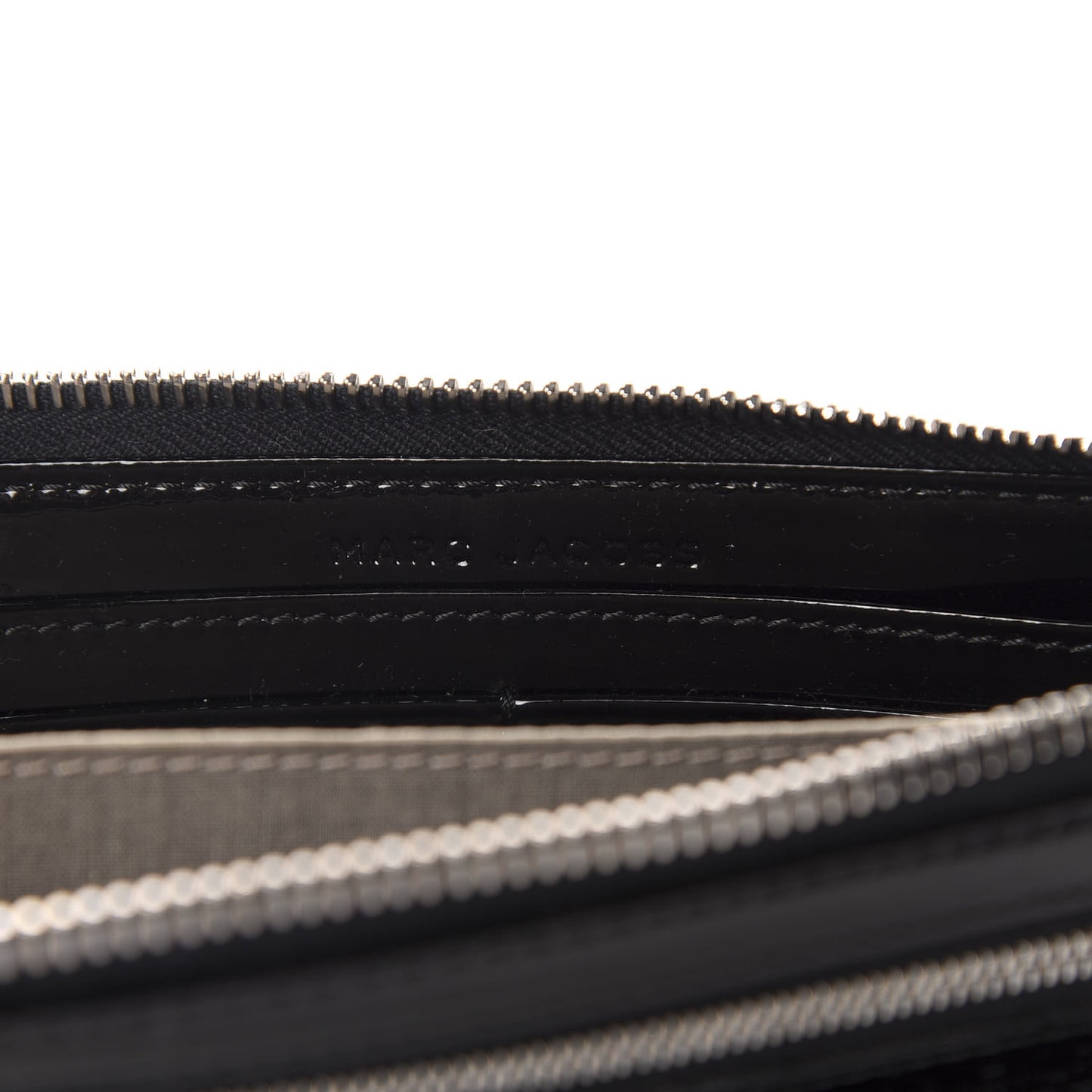 Patent Zip Clutch Wallet Black