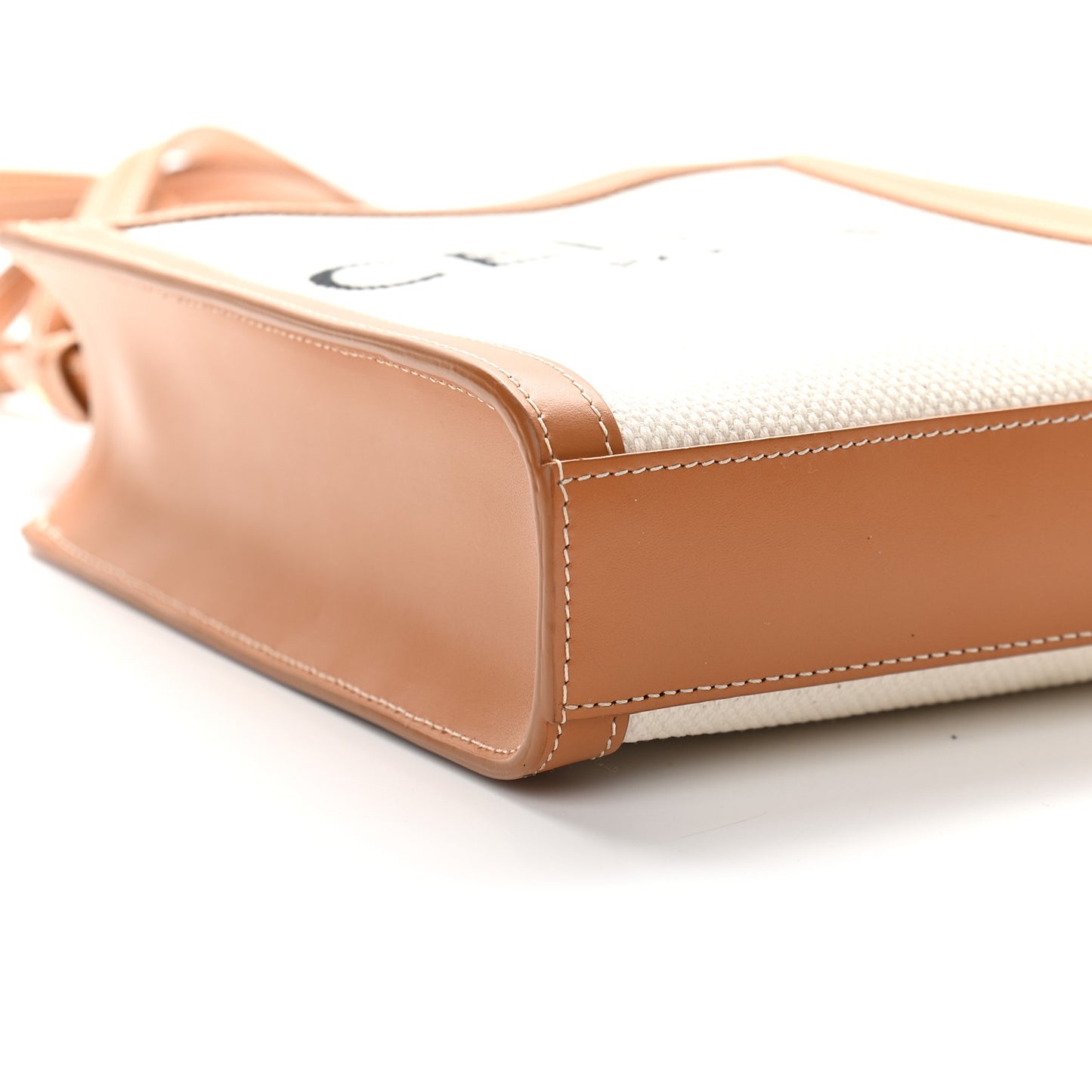 Canvas Calfskin Mini Vertical Cabas Natural Tan