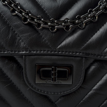 Chanel Aged Calfskin Chevron Quilted 2.55 Reissue Mini Flap So Black 10 of 14