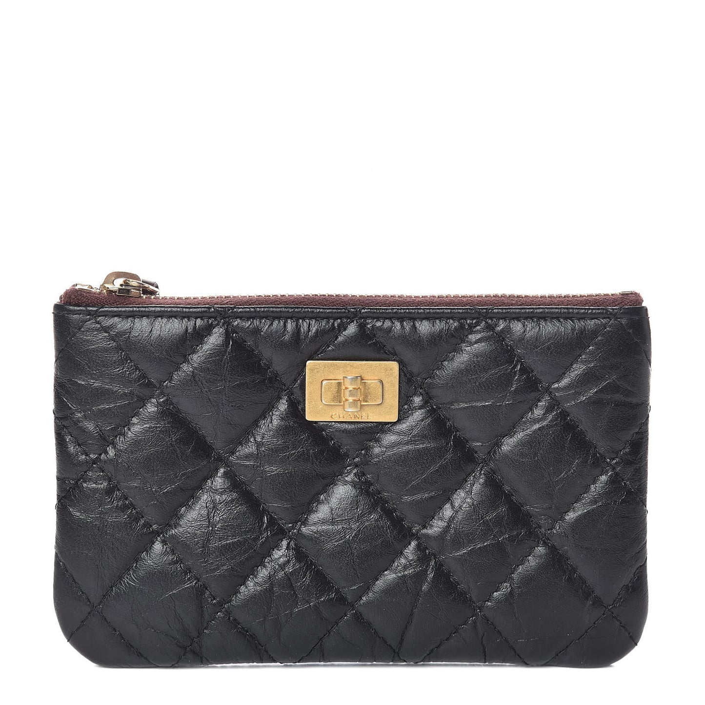 Aged Calfskin Quilted Small Reissue Cosmetic Case Black
