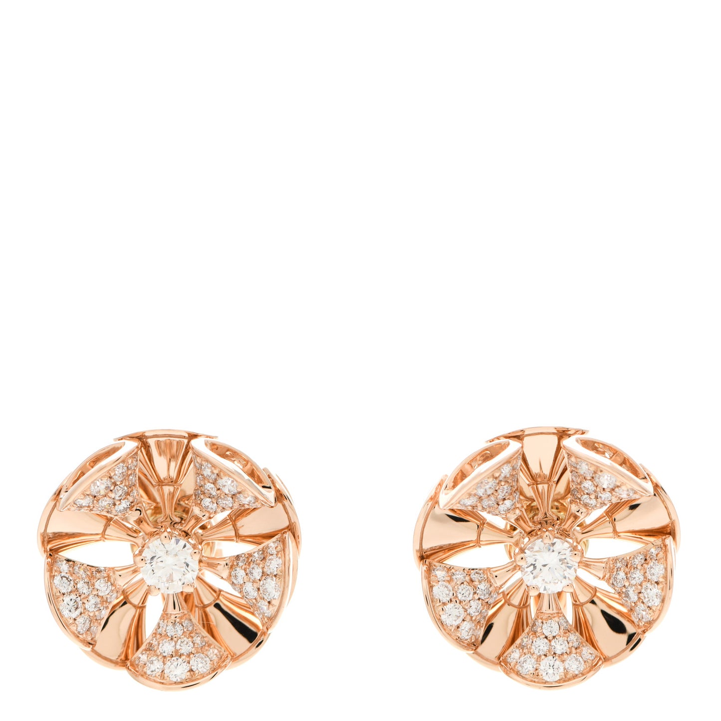 18K Rose Gold Diamond Divas' Dream Flower Earrings