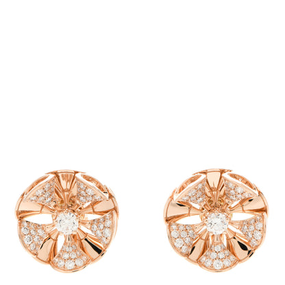 Bulgari 18K Rose Gold Diamond Divas' Dream Flower Earrings 1 of 5