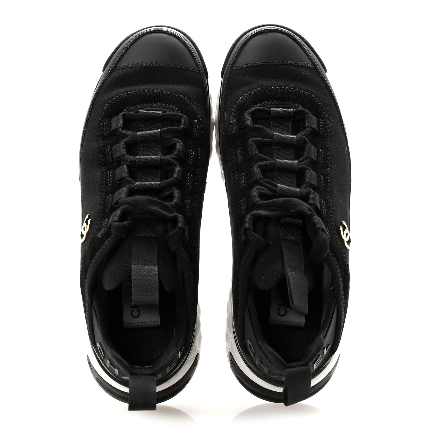 Velvet Calfskin Mixed Fibers CC Sneakers 37 Black