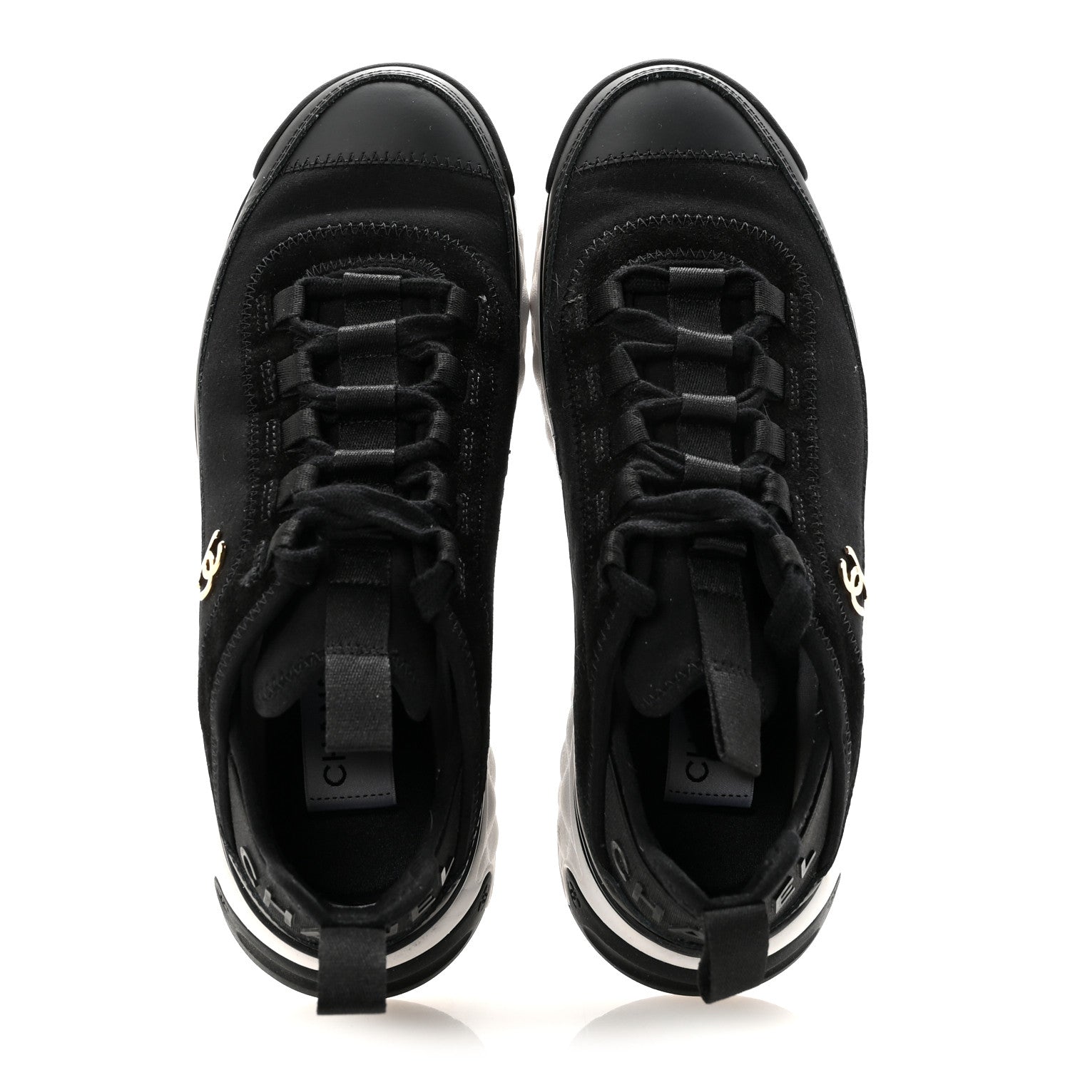 Chanel Velvet Calfskin Mixed Fibers CC Sneakers 37 Black 2 of 10
