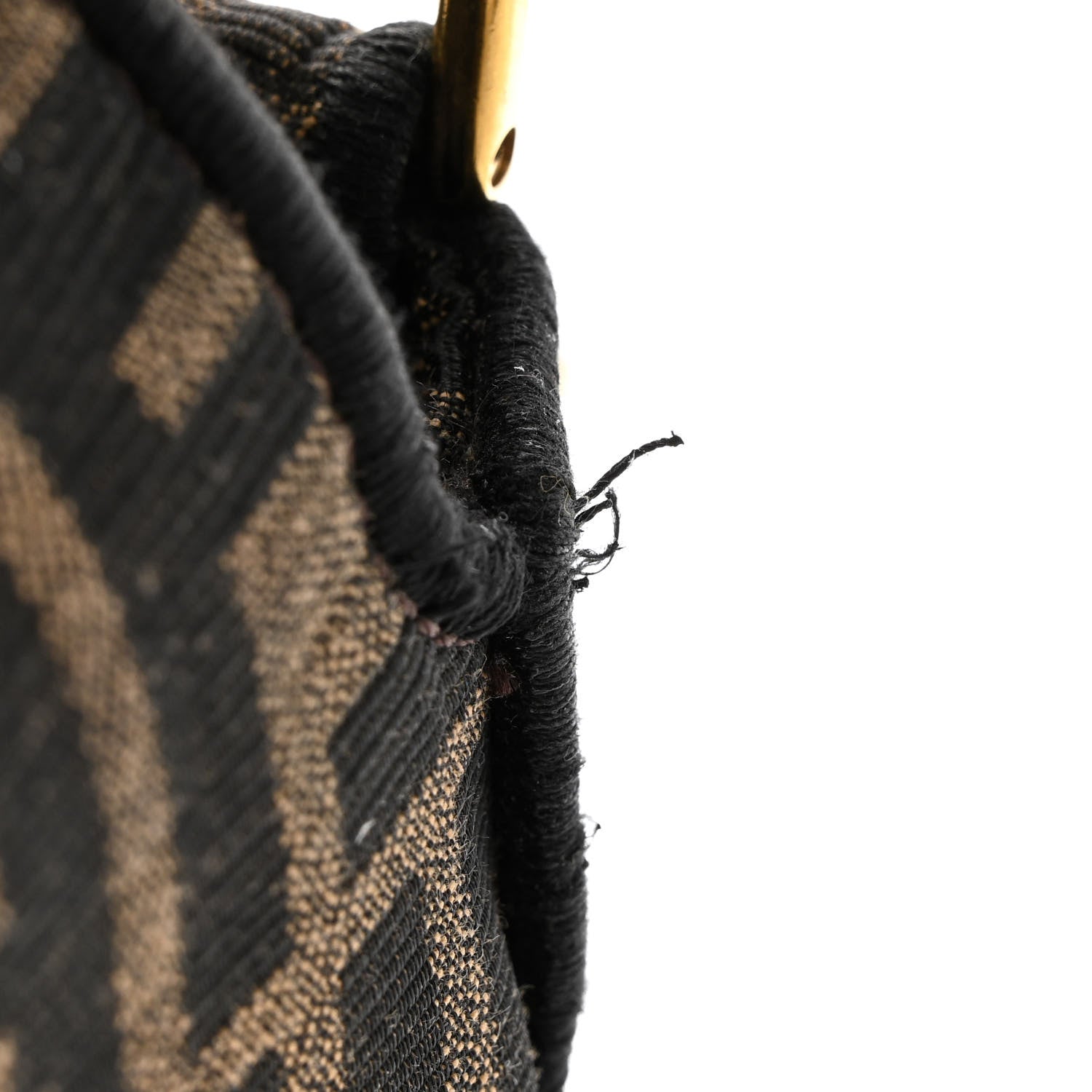 Fendi Fabric Jacquard FF 1974 Medium Baguette Tobacco Moro Black 13 of 15