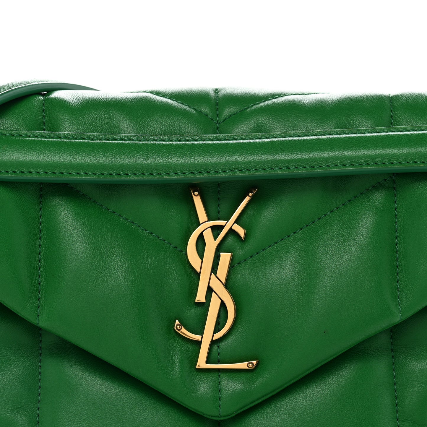 Lambskin Quilted Small Loulou Puffer Monogram Chain Satchel New Vert