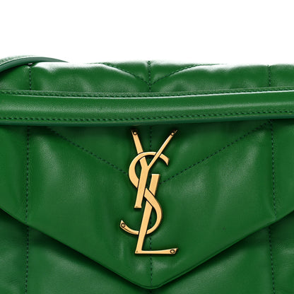 Saint Laurent Lambskin Quilted Small Loulou Puffer Monogram Chain Satchel New Vert 8 of 11