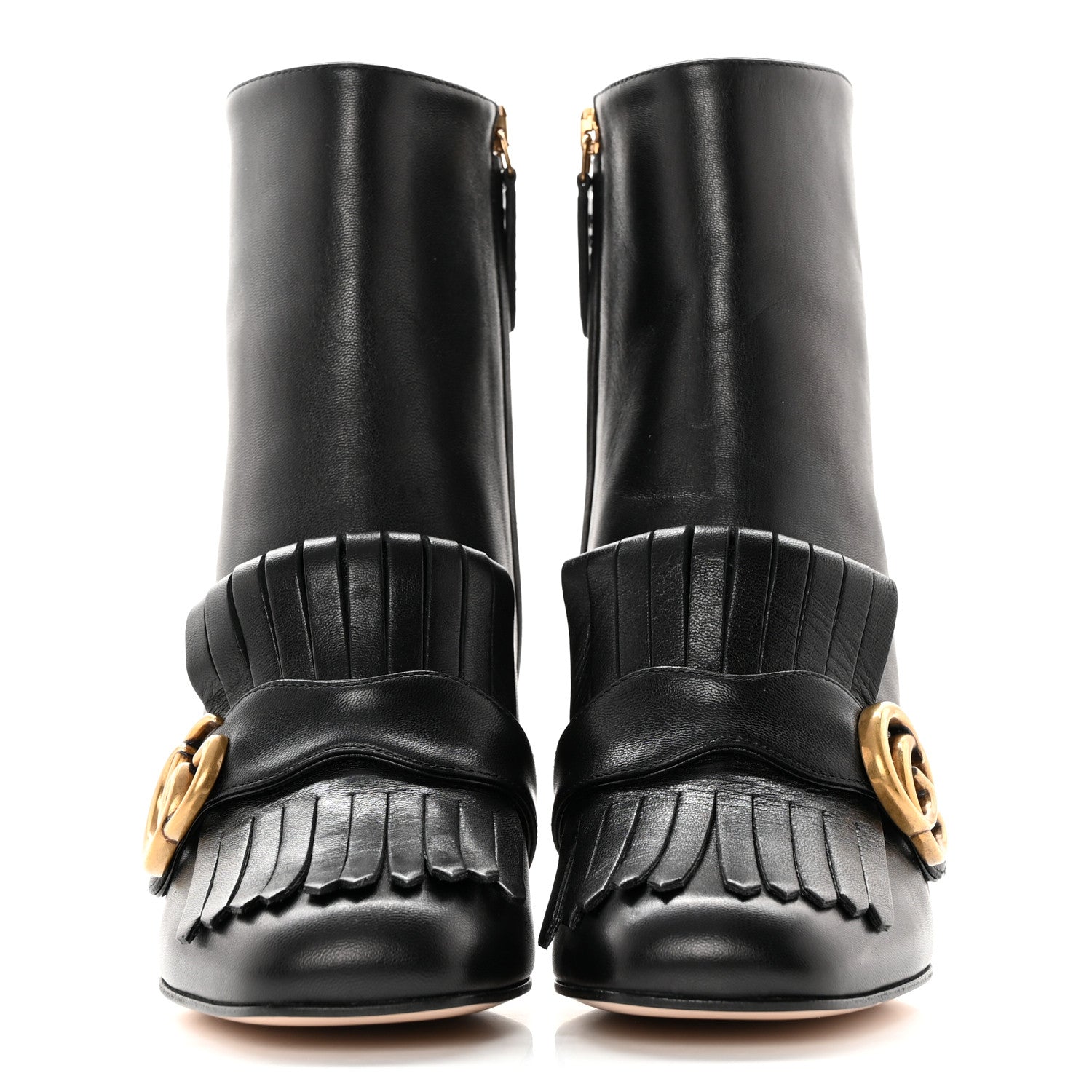 Gucci Malaga Kid GG Marmont Fringe 75mm Ankle Boots 36.5 Black 2 of 12
