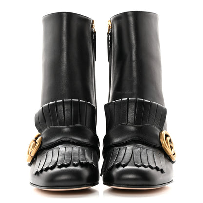 Gucci Malaga Kid GG Marmont Fringe 75mm Ankle Boots 36.5 Black 2 of 12