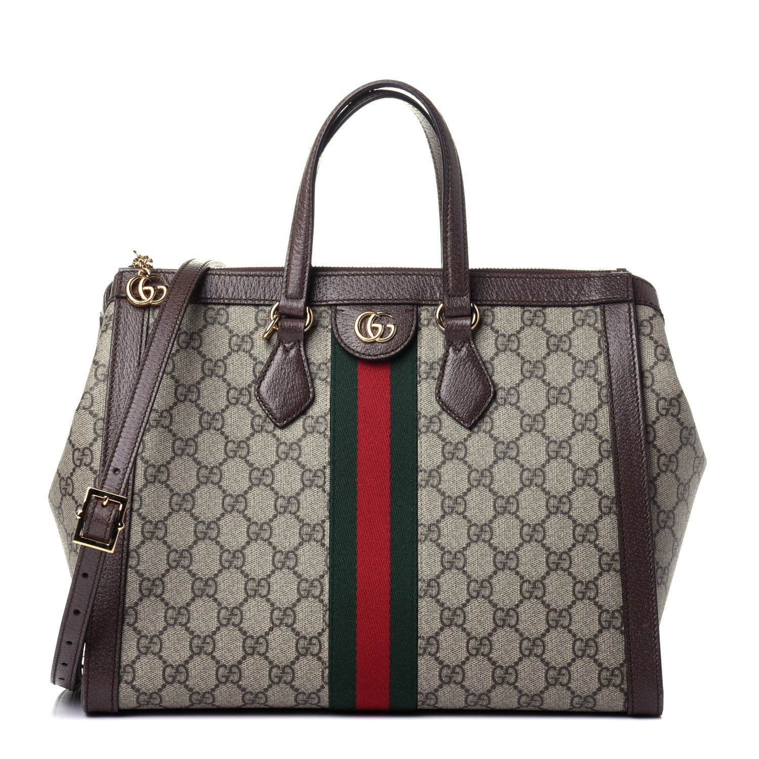Gucci GG Supreme Monogram Web Medium Ophidia Tote Bag Brown 1 of 11