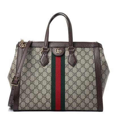 Gucci GG Supreme Monogram Web Medium Ophidia Tote Bag Brown 1 of 11
