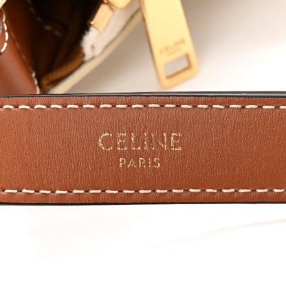 Celine Canvas Calfskin Ava Triomphe Shoulder Bag White 6 of 12