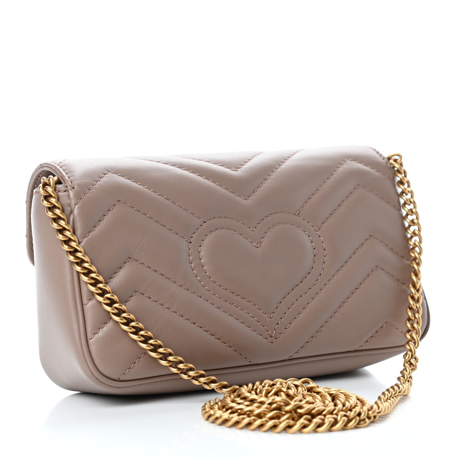 Gucci Calfskin Matelasse Super Mini GG Marmont Shoulder Bag Porcelain Rose 2 of 4
