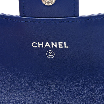 Chanel Lambskin Quilted Flap Card Holder Wallet Blue 7 of 9