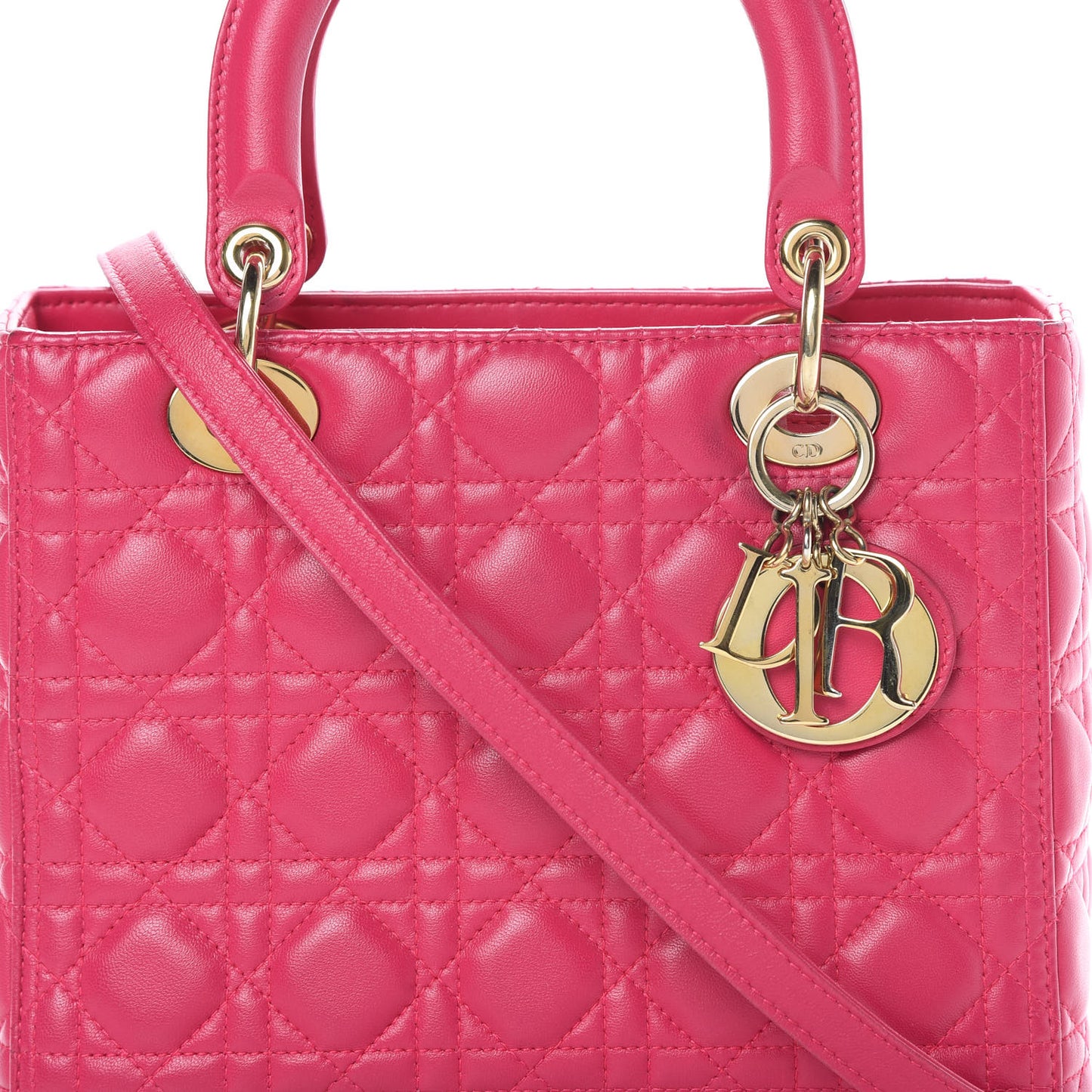 Lambskin Cannage Medium Lady Dior Fuchsia