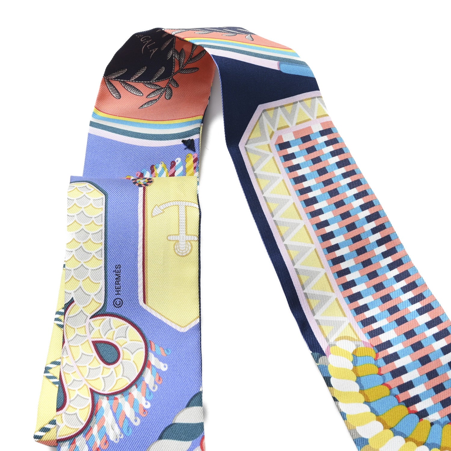 【新品未使用】HERMES ツイリー　EPAULETTES DE GALA Hermes Silk Epaulettes De Gala Twilly Blue Multicolor 1838226