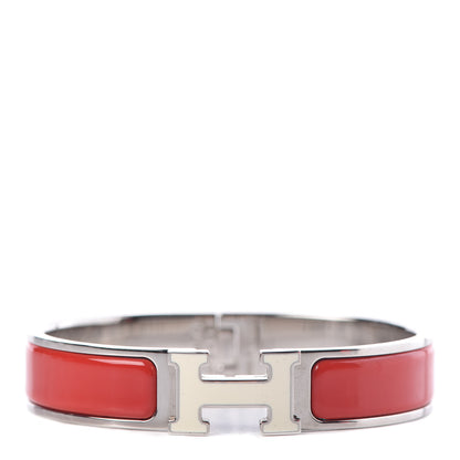 Hermes Enamel Narrow Clic Clac H Bracelet PM Rouge Vif White 1 of 4