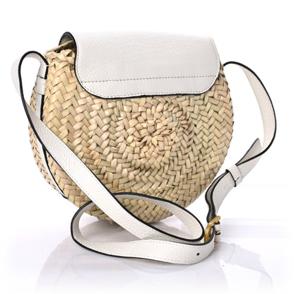 Chloe Raffia Small Grain Calfskin Small Marcie Basket Crossbody White 2 of 9