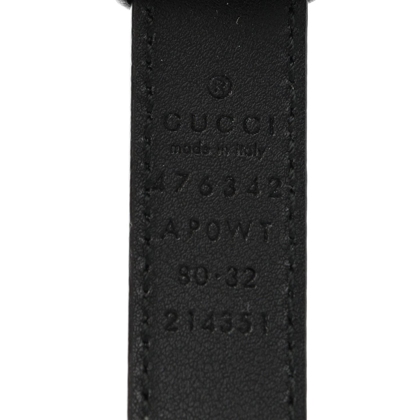 Moon Calfskin Pearl Double G 20mm Belt 80 32 Black Cream