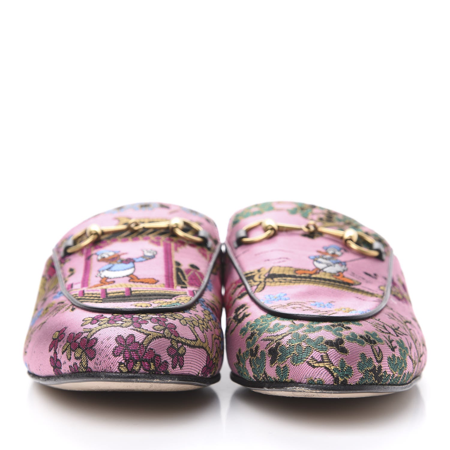 Gucci X DISNEY Jacquard Japanese Donald Duck Womens Princetown Slippers 38.5 Pink Black 2 of 10