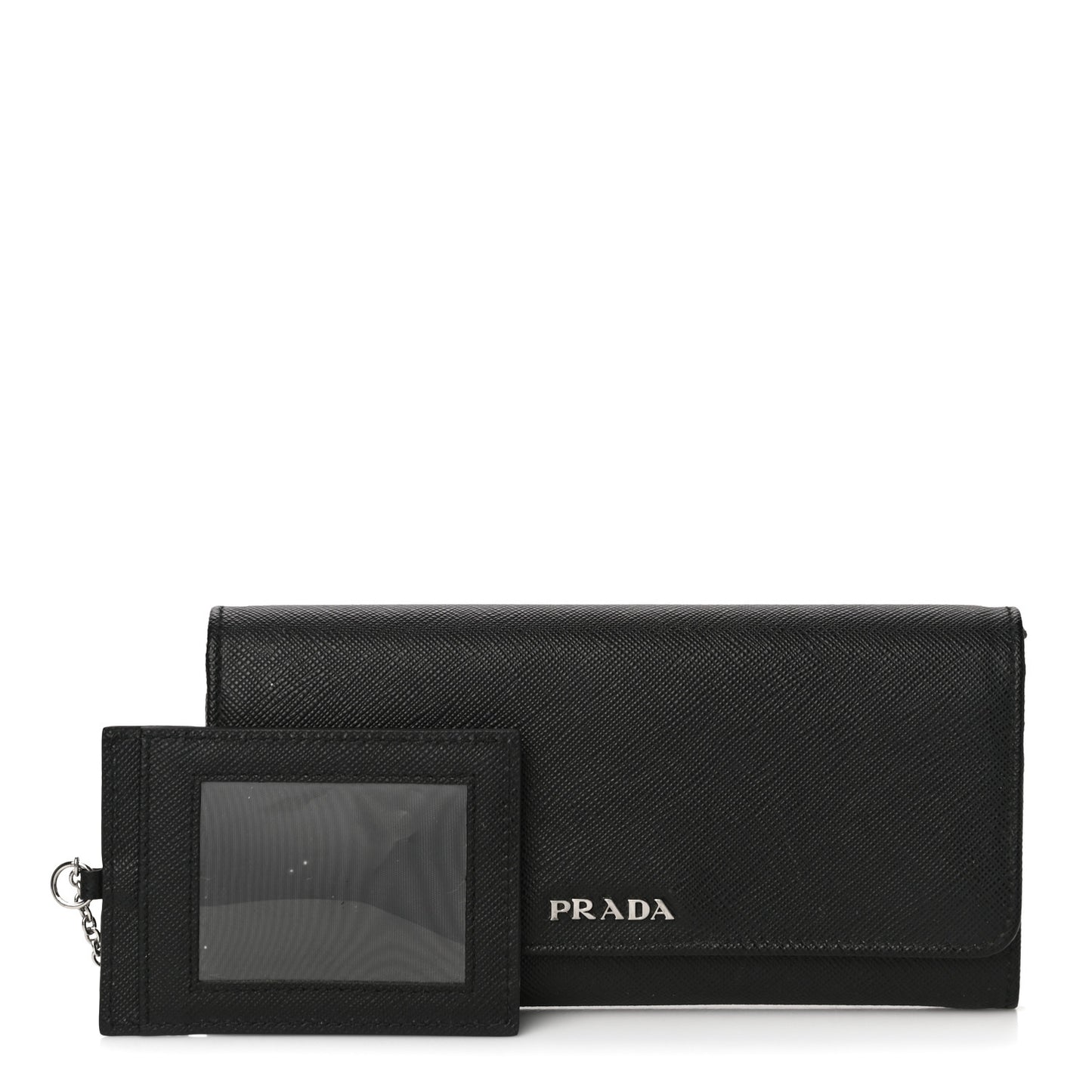 Saffiano Metal Continental Flap Wallet Black Fuoco