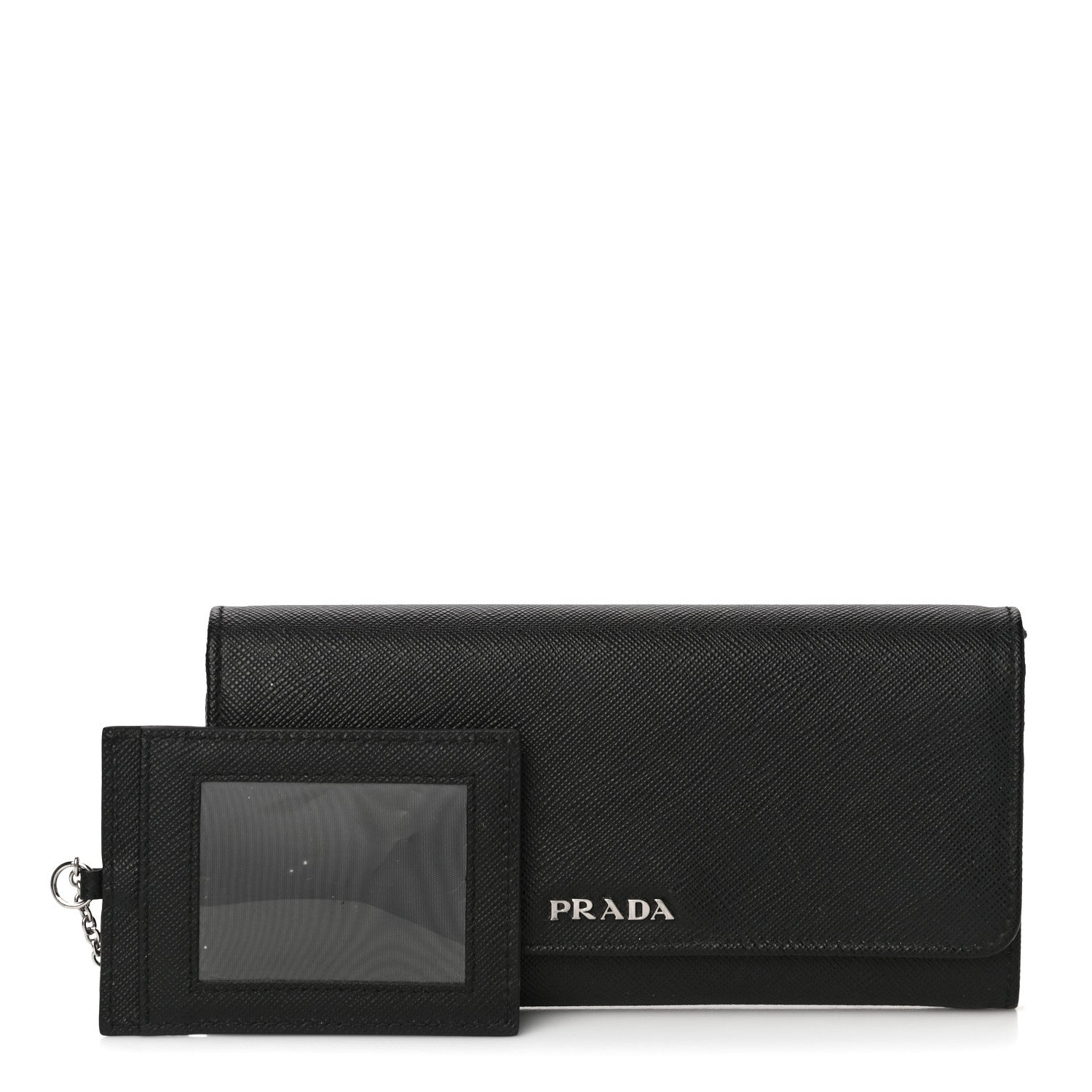 Prada Saffiano Metal Continental Flap Wallet Black Fuoco 1 of 11