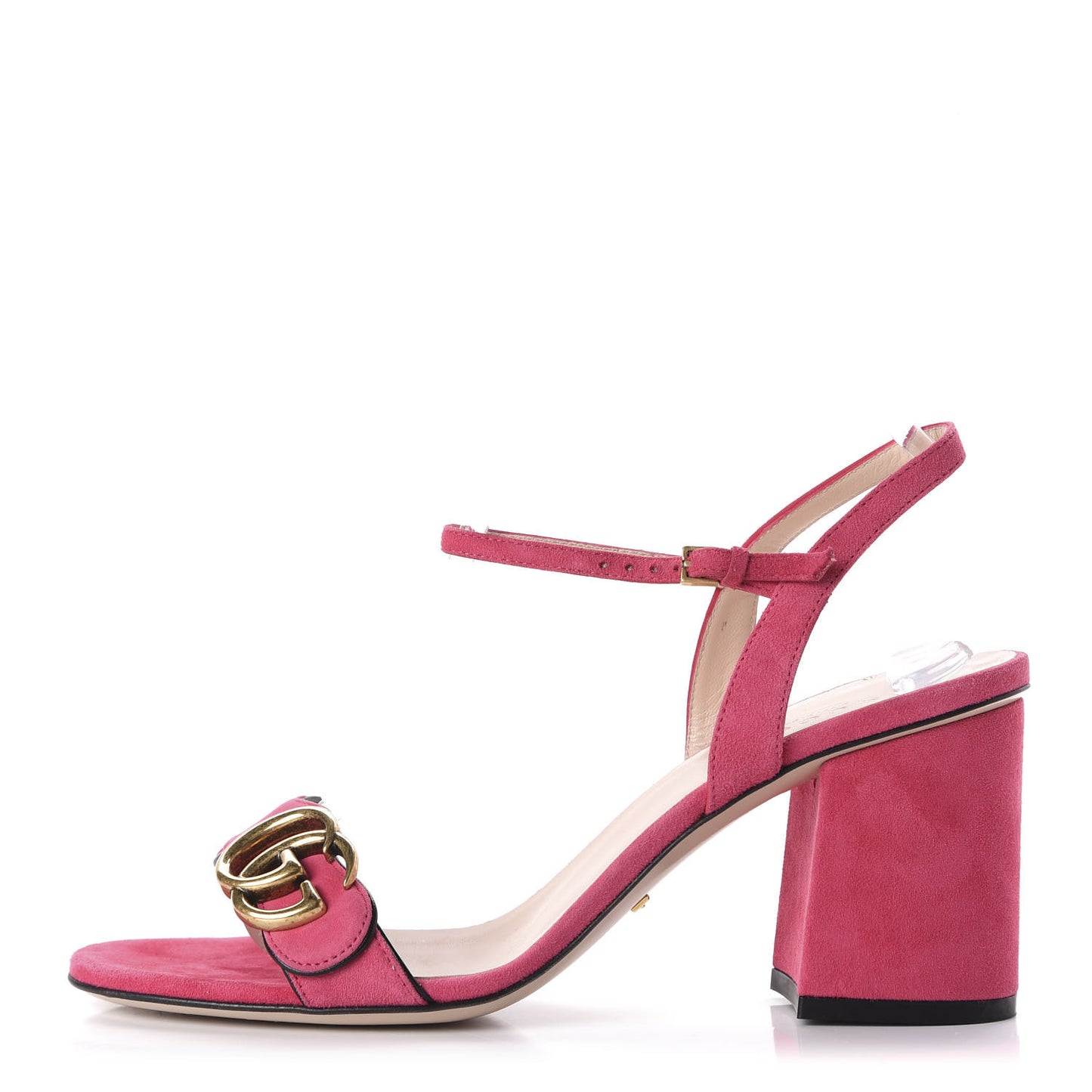 Kid Scamosciato GG Marmont Ankle Wrap 75mm Sandals 37 Hot Pink