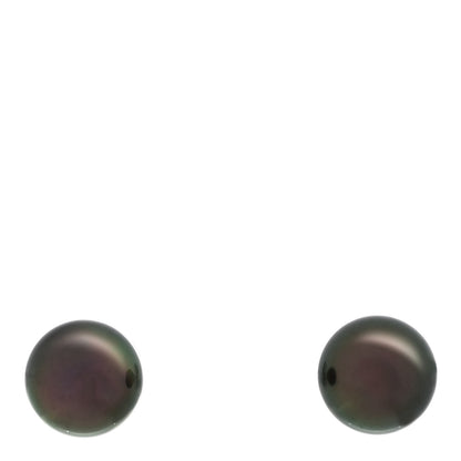 Mikimoto 18K White Gold Black South Sea Pearl 9mm Stud Earrings 1 of 5