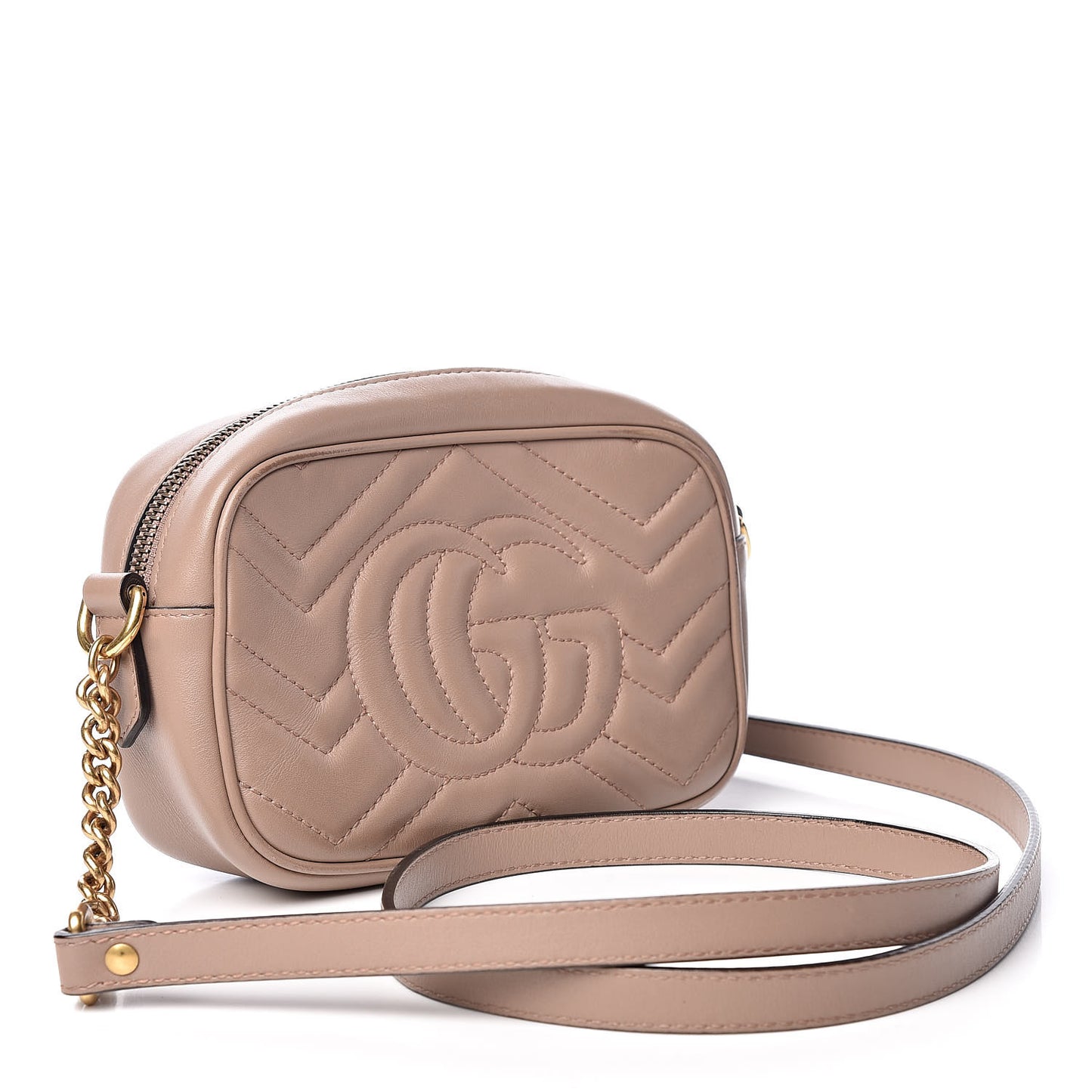 Calfskin Matelasse Mini GG Marmont Chain Shoulder Bag Porcelain Rose