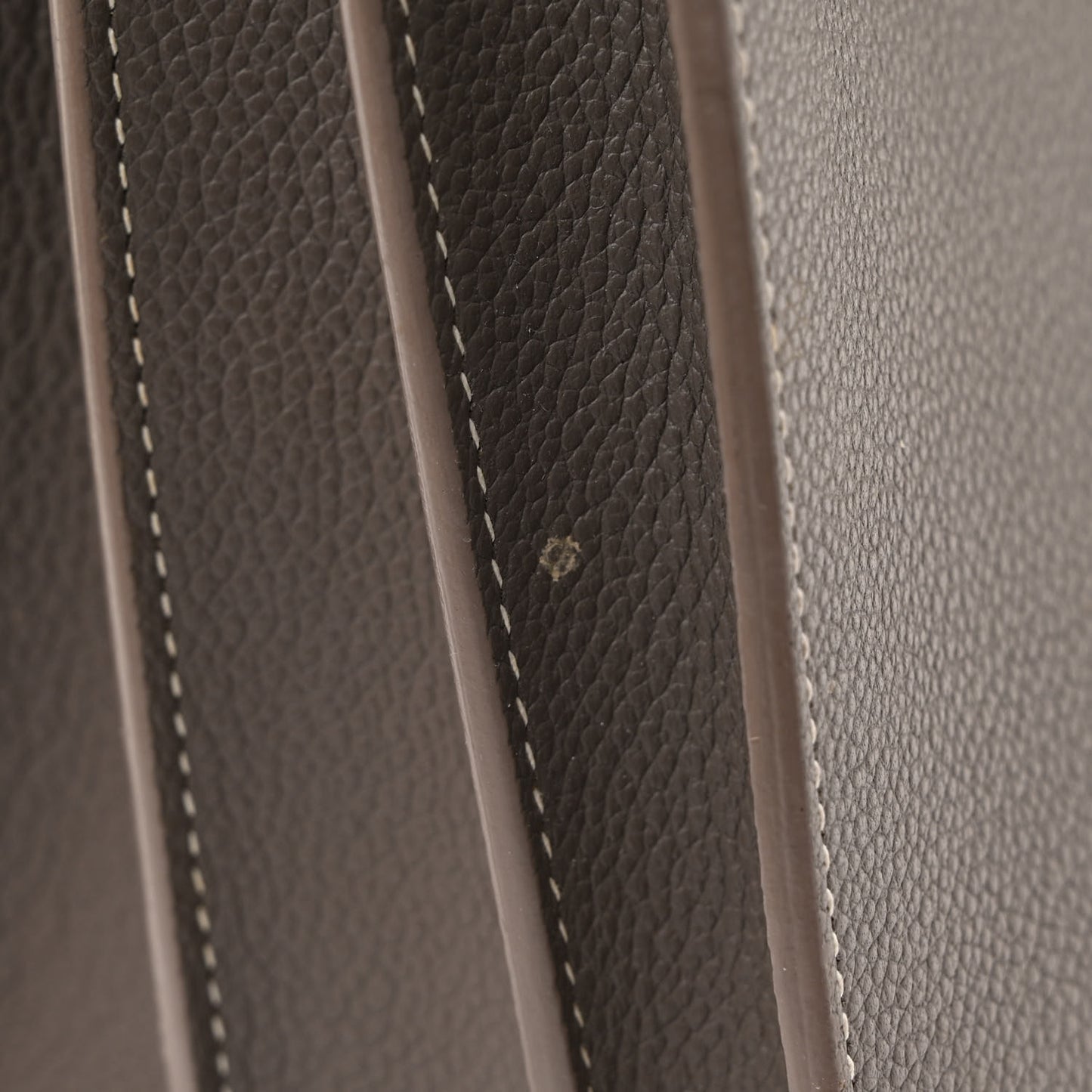 Grained Calfskin Topstich Baby Sac De Jour Grey