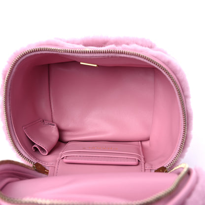 Chanel Shearling Lambskin Quilted Small CC Vanity Case Pink 6 of 10