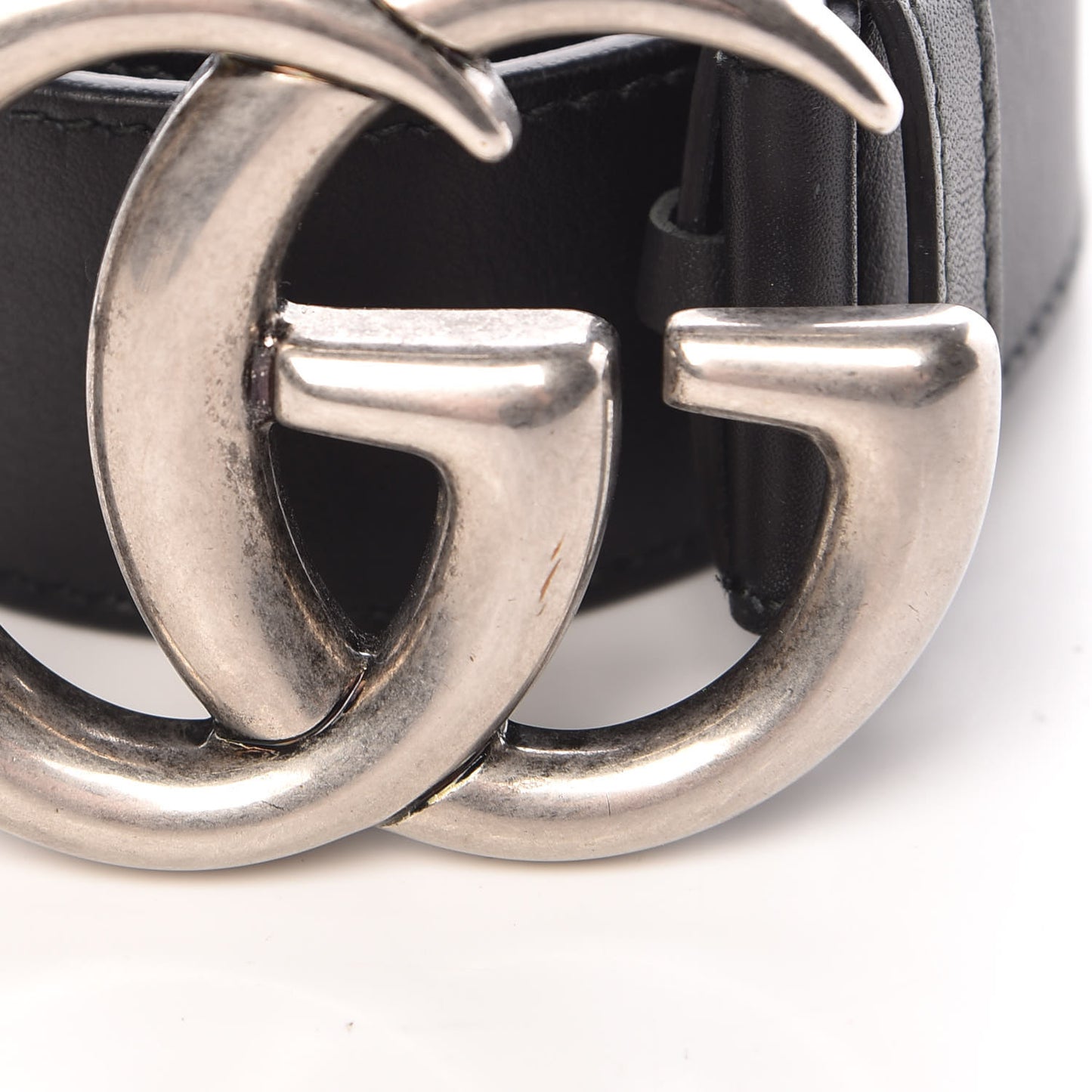 Moon Calfskin Nickel Double G 40mm Belt 80 32 Black