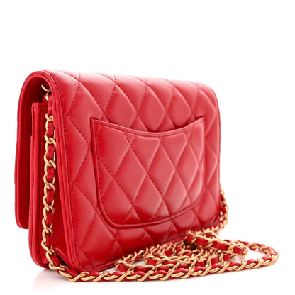 Chanel Lambskin Plexiglass Quilted Coco Love Wallet On Chain WOC Red 4 of 12