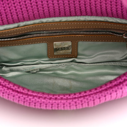 Fendi Wool Crochet Knit FF Pochette Pink 5 of 9
