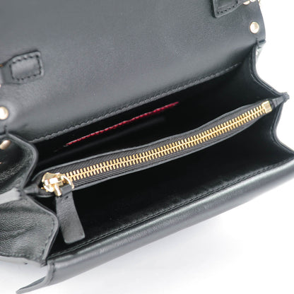Valentino Garavani Calfskin Rockstud Wallet on Chain Black 6 of 8
