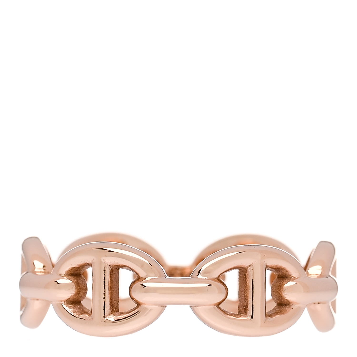 Hermes 18K Rose Gold PM Chaine d'Ancre Enchainee Ring 51 5.75 1 of 7