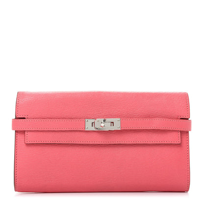 Hermes Chevre Mysore Kelly Longue Wallet Rose Lipstick 1 of 8