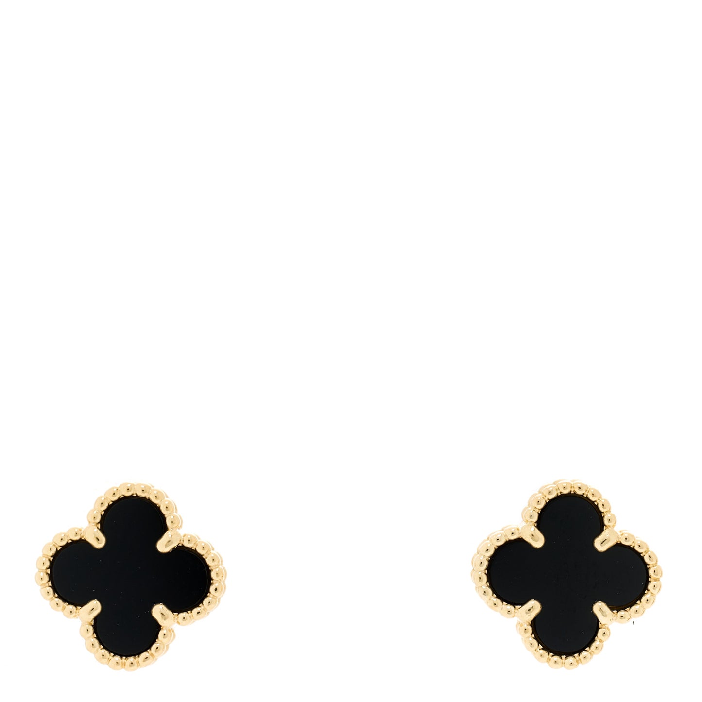 18K Yellow Gold Black Onyx Sweet Alhambra Earrings